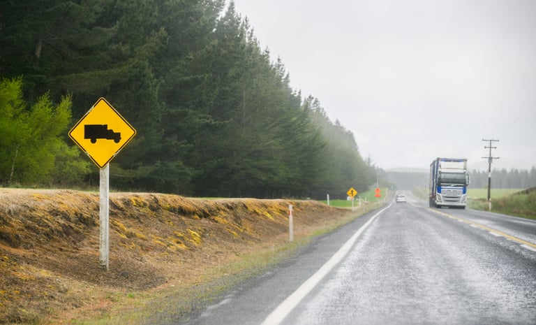 Truck Crossing sign on the roadside